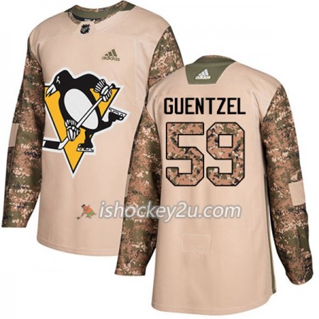Mænd NHL Pittsburgh Penguins Trøje Jake Guentzel 59 Adidas 2017-2018 Camo Veterans Day Practice Authentic